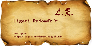 Ligeti Radomér névjegykártya
